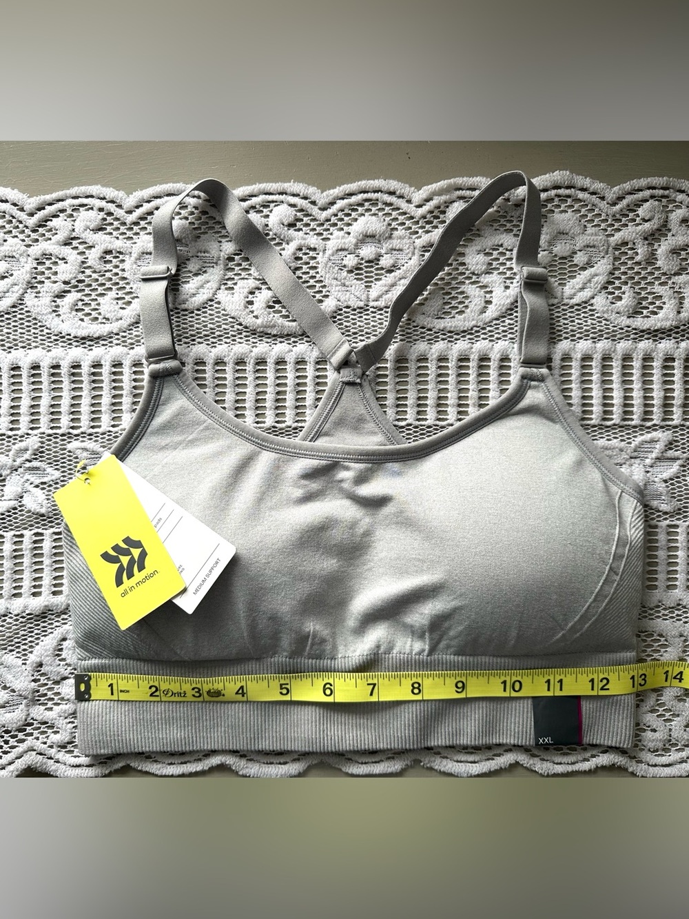 All in Motion - Light Gray Wireless Scoop Sports Bra - XXL
